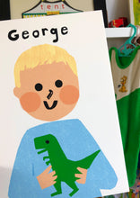 Load image into Gallery viewer, Dino Boy Portrait Print- click to customise!