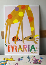 Load image into Gallery viewer, Giraffe Personalised Name Print