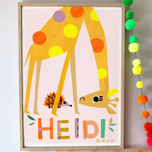 Load image into Gallery viewer, Giraffe Personalised Name Print