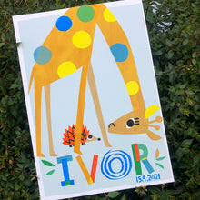 Load image into Gallery viewer, Giraffe Personalised Name Print