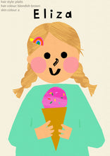 Load image into Gallery viewer, Ice cream Girl Portrait Print- click to customise!