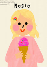Load image into Gallery viewer, Ice cream Girl Portrait Print- click to customise!