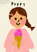 Load image into Gallery viewer, Ice cream Girl Portrait Print- click to customise!