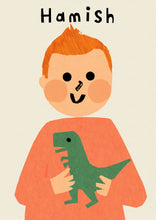Load image into Gallery viewer, Dino Boy Portrait Print- click to customise!