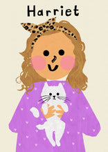 Load image into Gallery viewer, Cat Girl Portrait Print- click to customise!