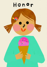 Load image into Gallery viewer, Ice cream Girl Portrait Print- click to customise!