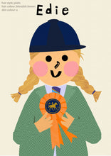 Load image into Gallery viewer, Horse riding Girl Portrait Print- click to customise!