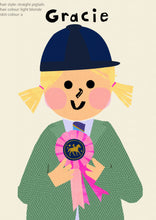 Load image into Gallery viewer, Horse riding Girl Portrait Print- click to customise!