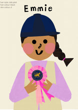 Load image into Gallery viewer, Horse riding Girl Portrait Print- click to customise!