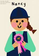 Load image into Gallery viewer, Horse riding Girl Portrait Print- click to customise!