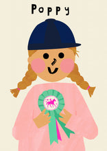 Load image into Gallery viewer, Horse riding Girl Portrait Print- click to customise!