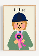 Load image into Gallery viewer, Horse riding Girl Portrait Print- click to customise!