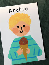Load image into Gallery viewer, Ice cream Boy Portrait Print- click to customise!