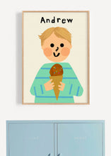 Load image into Gallery viewer, Ice cream Boy Portrait Print- click to customise!