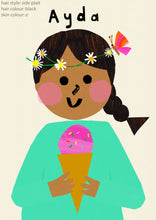 Load image into Gallery viewer, Ice cream Girl with Daisy's Portrait Print- click to customise!