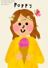 Load image into Gallery viewer, Ice cream Girl with Daisy's Portrait Print- click to customise!