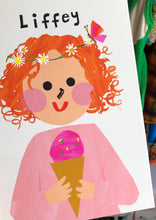 Load image into Gallery viewer, Ice cream Girl with Daisy's Portrait Print- click to customise!