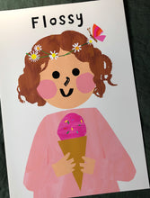 Load image into Gallery viewer, Ice cream Girl with Daisy's Portrait Print- click to customise!