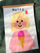 Load image into Gallery viewer, Ice cream Girl with Daisy's Portrait Print- click to customise!