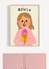 Load image into Gallery viewer, Ice cream Girl Portrait Print- click to customise!