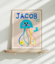 Load image into Gallery viewer, Jellyfish Personalised Name Print (Shell Pink or Soft Grey)