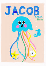 Load image into Gallery viewer, Jellyfish Personalised Name Print (Shell Pink or Soft Grey)