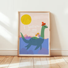 Load image into Gallery viewer, 'I believe in me- Loch Ness Monster' Personalised Giclee Print