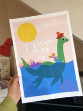 Load image into Gallery viewer, 'I believe in me- Loch Ness Monster' Personalised Giclee Print