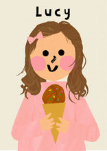 Load image into Gallery viewer, Ice cream Girl Portrait Print- click to customise!
