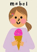 Load image into Gallery viewer, Ice cream Girl Portrait Print- click to customise!