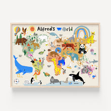 Load image into Gallery viewer, Personalised World Map Print of creatures GREAT & small