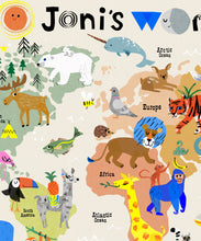 Load image into Gallery viewer, Personalised World Map Print of creatures GREAT & small