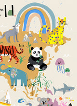 Load image into Gallery viewer, Personalised World Map Print of creatures GREAT & small