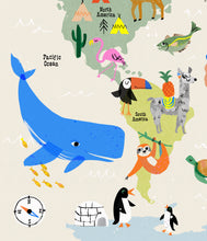 Load image into Gallery viewer, Personalised World Map Print of creatures GREAT & small