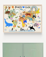Load image into Gallery viewer, Personalised World Map Print of creatures GREAT & small