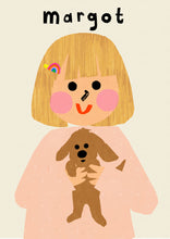 Load image into Gallery viewer, Puppy Girl Portrait Print- click to customise!