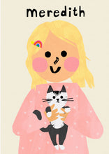 Load image into Gallery viewer, Cat Girl Portrait Print- click to customise!