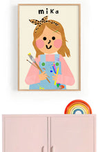 Load image into Gallery viewer, Art Girl Portrait Print- click to customise!