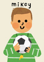 Load image into Gallery viewer, Football Boy Portrait Print- click to customise!