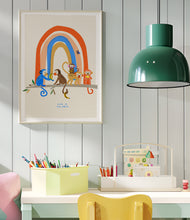 Load image into Gallery viewer, 'Life is Golden' Monkeys with Rainbow Art Print