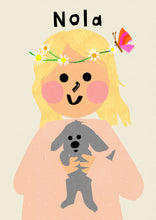 Load image into Gallery viewer, Puppy Girl Portrait Print- click to customise!