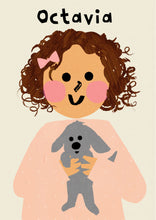 Load image into Gallery viewer, Puppy Girl Portrait Print- click to customise!