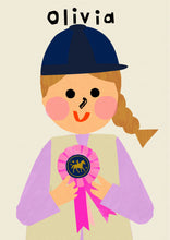 Load image into Gallery viewer, Horse riding Girl Portrait Print- click to customise!