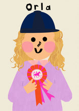 Load image into Gallery viewer, Horse riding Girl Portrait Print- click to customise!