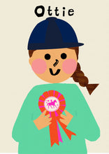 Load image into Gallery viewer, Horse riding Girl Portrait Print- click to customise!
