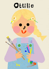 Load image into Gallery viewer, Art Girl Portrait Print- click to customise!