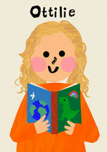 Load image into Gallery viewer, Book Girl Portrait Print- click to customise!