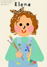 Load image into Gallery viewer, Art Girl Portrait Print- click to customise!