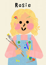 Load image into Gallery viewer, Art Girl Portrait Print- click to customise!