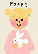 Load image into Gallery viewer, Bunny Girl Portrait Print- click to customise!